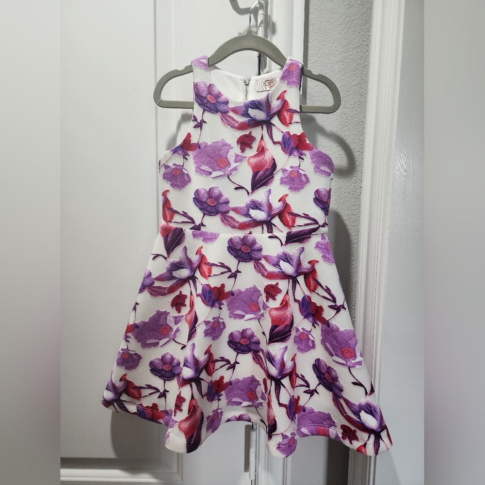 GB Girls Floral Dress - Purple and Red